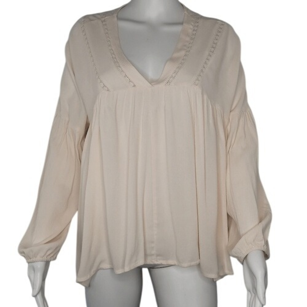 Umgee Cream Long Sleeve V-Neck‎ Boho Top